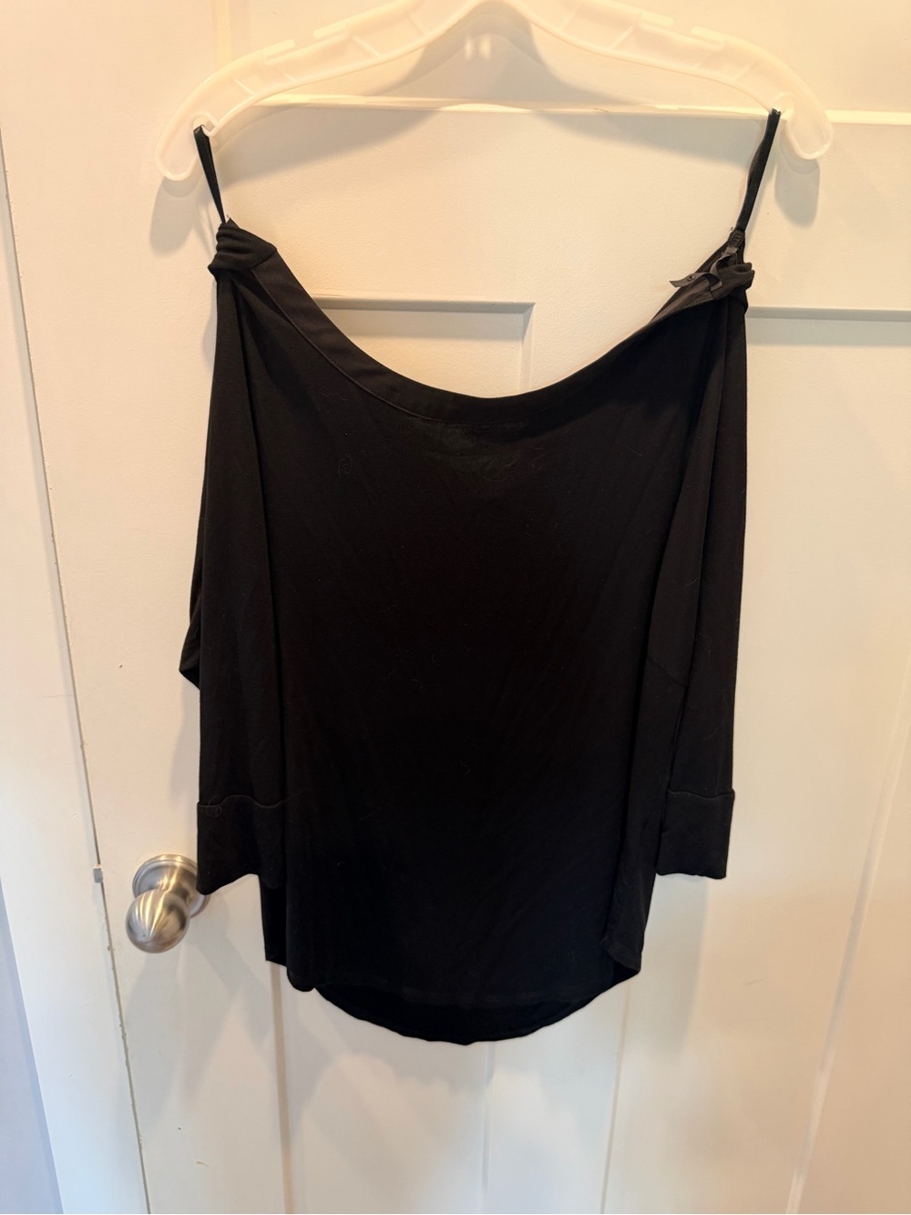 White House Black Market Black Cold Shoulder Top Medium Draped Knit Blouse